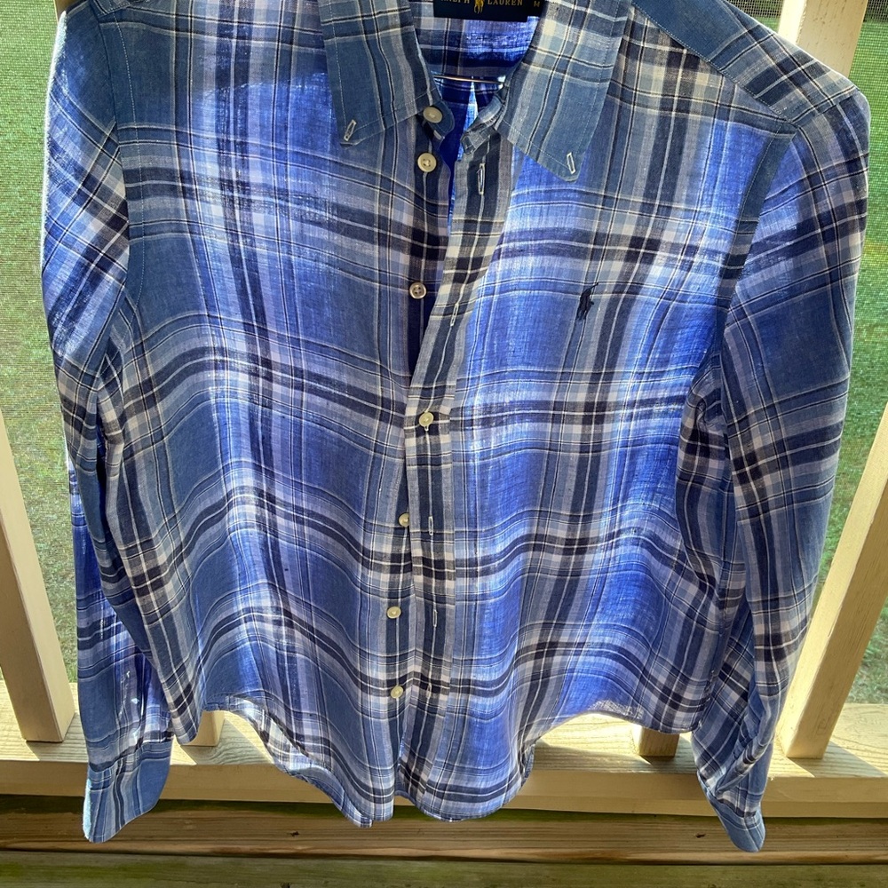 Ralph Lauren Blue and White Plaid Blouse